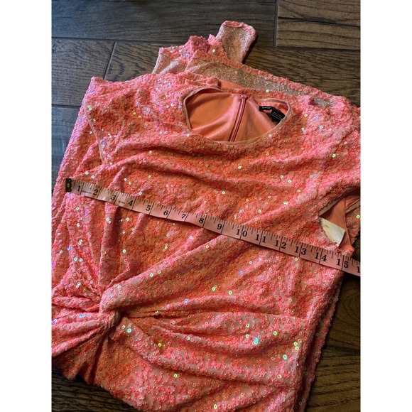 Maggy London Coral‎ Sequin Twist Front Cap Sleeve Cocktail Dress - Picture 6 of 9